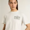 Tricou alb pentru femei cu imprimeu negru pe piept Tricou alb pentru femei cu imprimeu negru pe piept