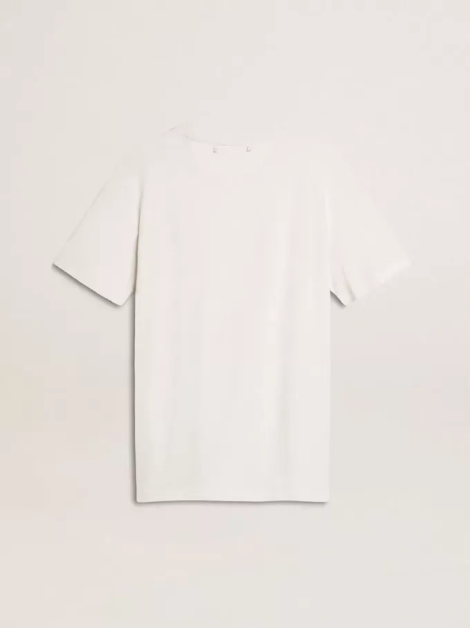 Tricou alb pentru femei cu imprimeu negru pe piept Tricou alb pentru femei cu imprimeu negru pe piept