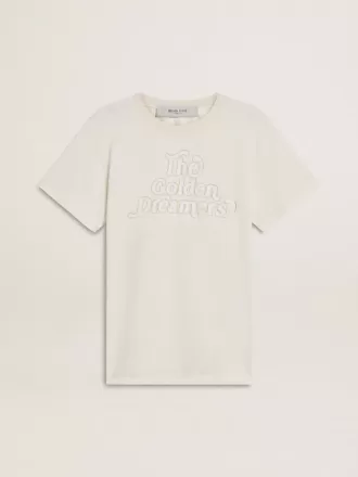 Tricou alb pentru femei cu imprimeu pe față