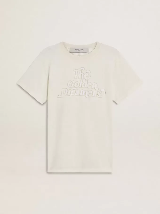 Tricou alb pentru femei cu imprimeu pe față Tricou alb pentru femei cu imprimeu pe față