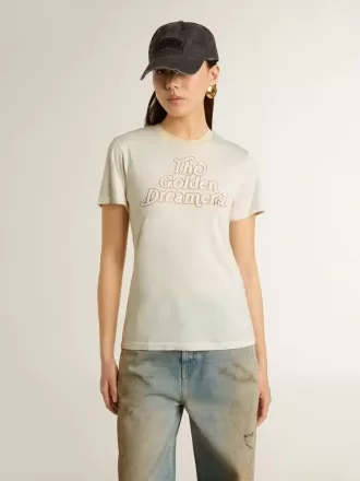 Tricou alb pentru femei cu imprimeu pe față