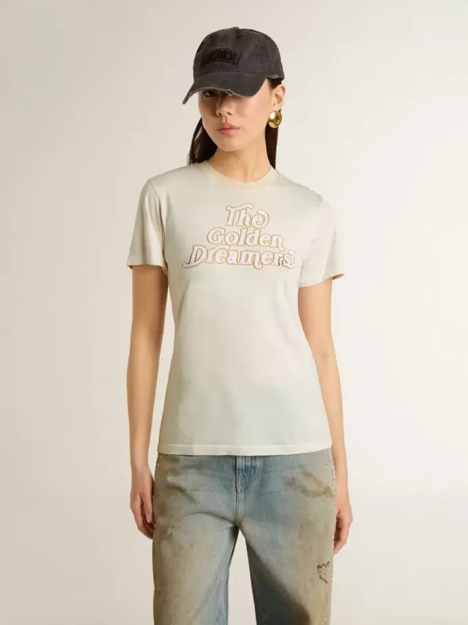 Tricou alb pentru femei cu imprimeu pe față Tricou alb pentru femei cu imprimeu pe față