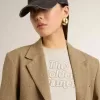 Tricou alb pentru femei cu imprimeu pe față Tricou alb pentru femei cu imprimeu pe față