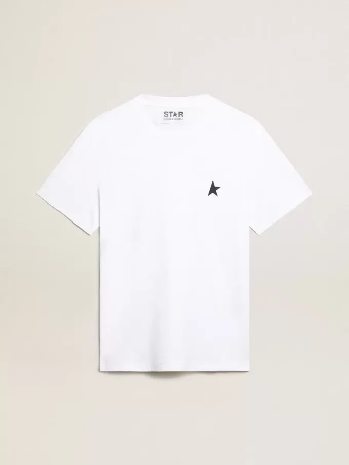Tricou alb pentru femei cu stea albastră închisă pe față Tricou alb pentru femei cu stea albastră închisă pe față