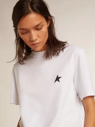 Tricou alb pentru femei cu stea albastră închisă pe față