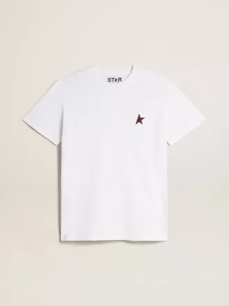 Tricou alb pentru femei cu stea burgundă pe față
