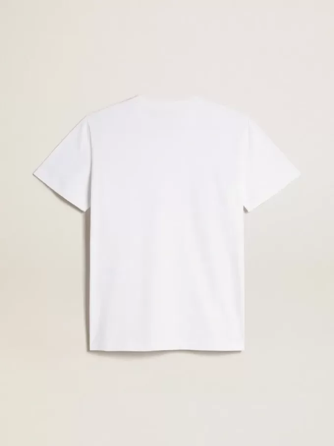 Tricou alb pentru femei cu stea burgundă pe față Tricou alb pentru femei cu stea burgundă pe față