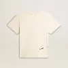 Tricou alb pentru femei, din bumbac, cu imprimeu și broderie Tricou alb pentru femei, din bumbac, cu imprimeu și broderie