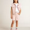 Tricou alb pentru fete cu litere aurii și sclipici roz Tricou alb pentru fete cu litere aurii și sclipici roz