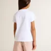 Tricou alb pentru fete cu litere aurii și sclipici roz Tricou alb pentru fete cu litere aurii și sclipici roz