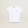 Tricou alb pentru fete, cu logo roz strălucitor și stea maxi Tricou alb pentru fete, cu logo roz strălucitor și stea maxi