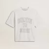 Tricou alb ușor din in pentru femei, cu imprimeu Tricou alb ușor din in pentru femei, cu imprimeu