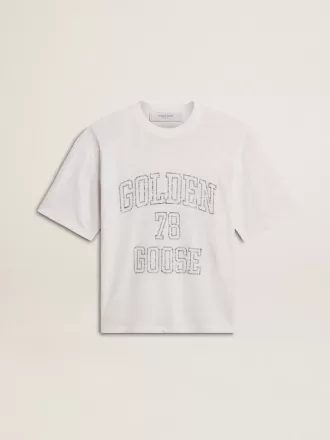 Tricou alb ușor din in pentru femei, cu imprimeu