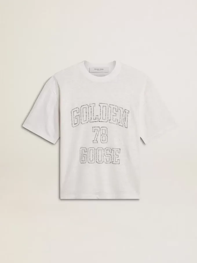 Tricou alb ușor din in pentru femei, cu imprimeu Tricou alb ușor din in pentru femei, cu imprimeu