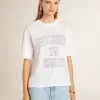 Tricou alb ușor din in pentru femei, cu imprimeu Tricou alb ușor din in pentru femei, cu imprimeu