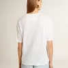 Tricou alb ușor din in pentru femei, cu imprimeu Tricou alb ușor din in pentru femei, cu imprimeu