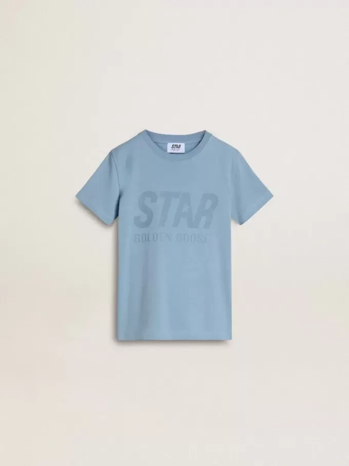 Tricou albastru deschis pentru băieți, cu imprimeu Tricou albastru deschis pentru băieți, cu imprimeu