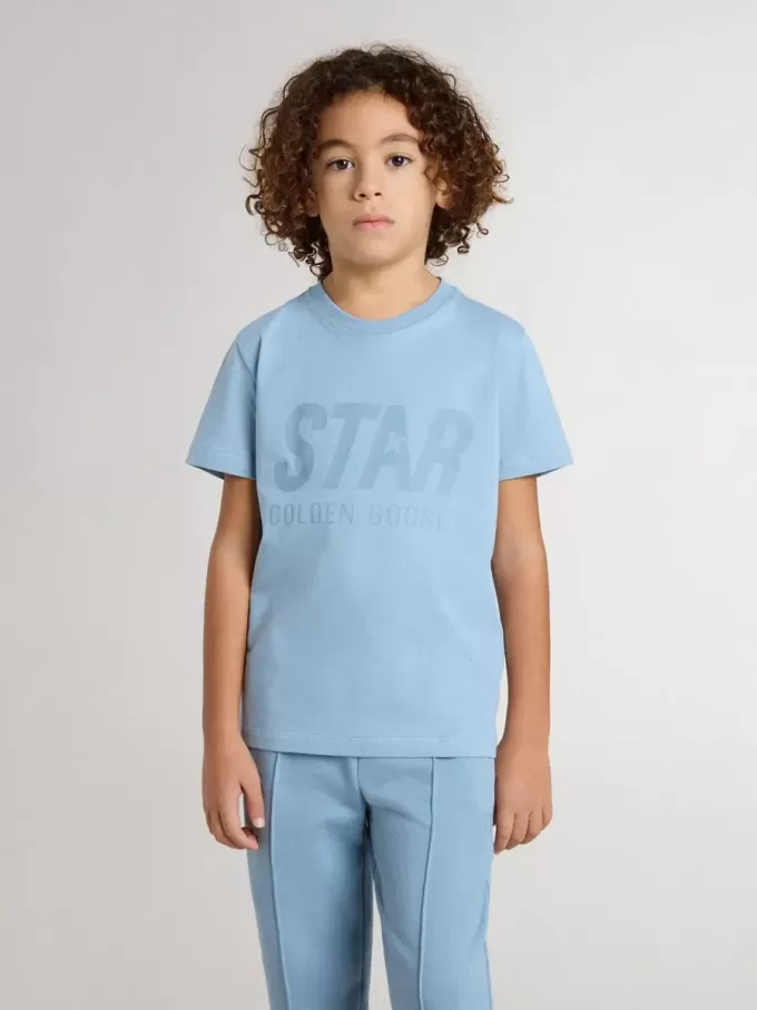 Tricou albastru deschis pentru băieți, cu imprimeu Tricou albastru deschis pentru băieți, cu imprimeu