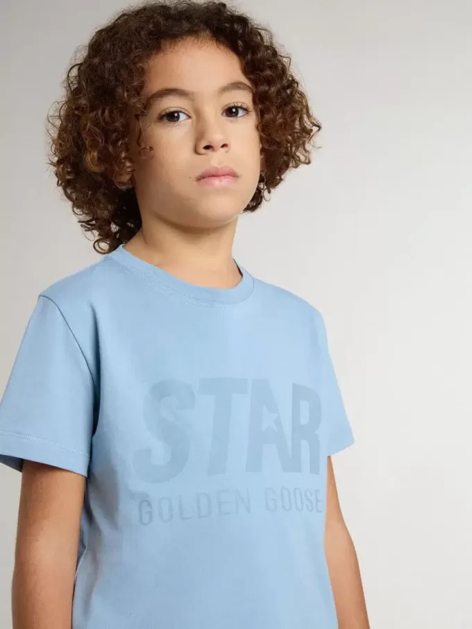Tricou albastru deschis pentru băieți, cu imprimeu Tricou albastru deschis pentru băieți, cu imprimeu