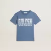 Tricou albastru pentru băieți cu imprimeu alb Tricou albastru pentru băieți cu imprimeu alb