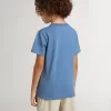Tricou albastru pentru băieți cu imprimeu alb Tricou albastru pentru băieți cu imprimeu alb