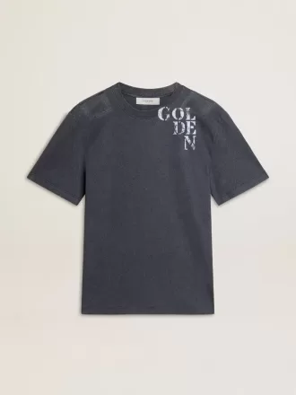Tricou albastru pentru bărbați cu imprimeu alb