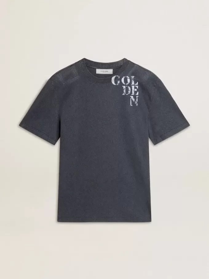 Tricou albastru pentru bărbați cu imprimeu alb Tricou albastru pentru bărbați cu imprimeu alb