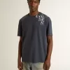Tricou albastru pentru bărbați cu imprimeu alb Tricou albastru pentru bărbați cu imprimeu alb