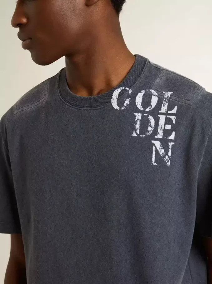 Tricou albastru pentru bărbați cu imprimeu alb Tricou albastru pentru bărbați cu imprimeu alb