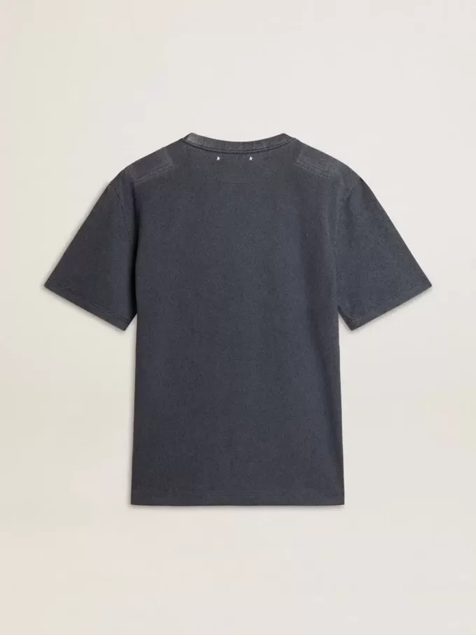 Tricou albastru pentru bărbați cu imprimeu alb Tricou albastru pentru bărbați cu imprimeu alb