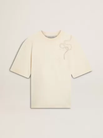Tricou CNY alb uzat, croială lejeră