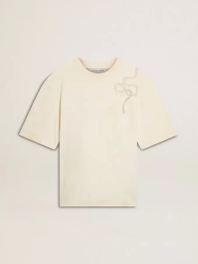 Tricou CNY alb uzat, croială lejeră Tricou CNY alb uzat, croială lejeră