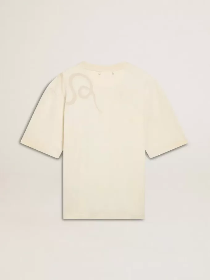 Tricou CNY alb uzat, croială lejeră Tricou CNY alb uzat, croială lejeră