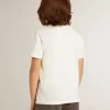 Tricou crem pentru băieți, cu logo în relief Tricou crem pentru băieți, cu logo în relief