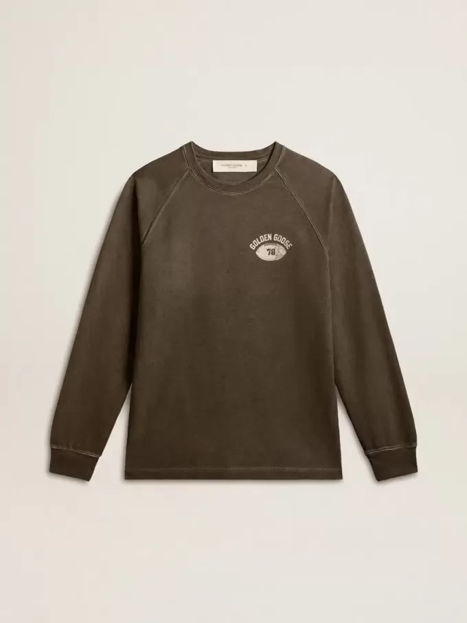 Tricou cu mâneci lungi pentru bărbați, din bumbac antracit, cu logo pe spate Tricou cu mâneci lungi pentru bărbați, din bumbac antracit, cu logo pe spate