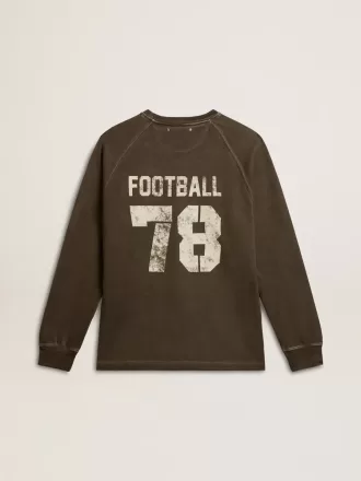 Tricou cu mâneci lungi pentru bărbați, din bumbac antracit, cu logo pe spate