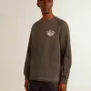 Tricou cu mâneci lungi pentru bărbați, din bumbac antracit, cu logo pe spate Tricou cu mâneci lungi pentru bărbați, din bumbac antracit, cu logo pe spate