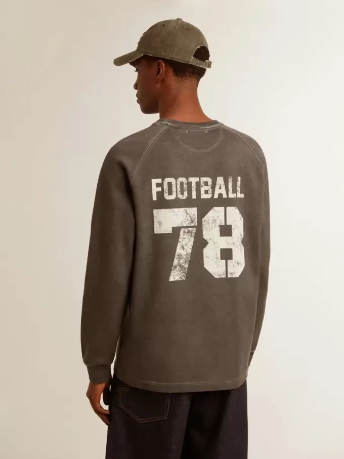 Tricou cu mâneci lungi pentru bărbați, din bumbac antracit, cu logo pe spate Tricou cu mâneci lungi pentru bărbați, din bumbac antracit, cu logo pe spate