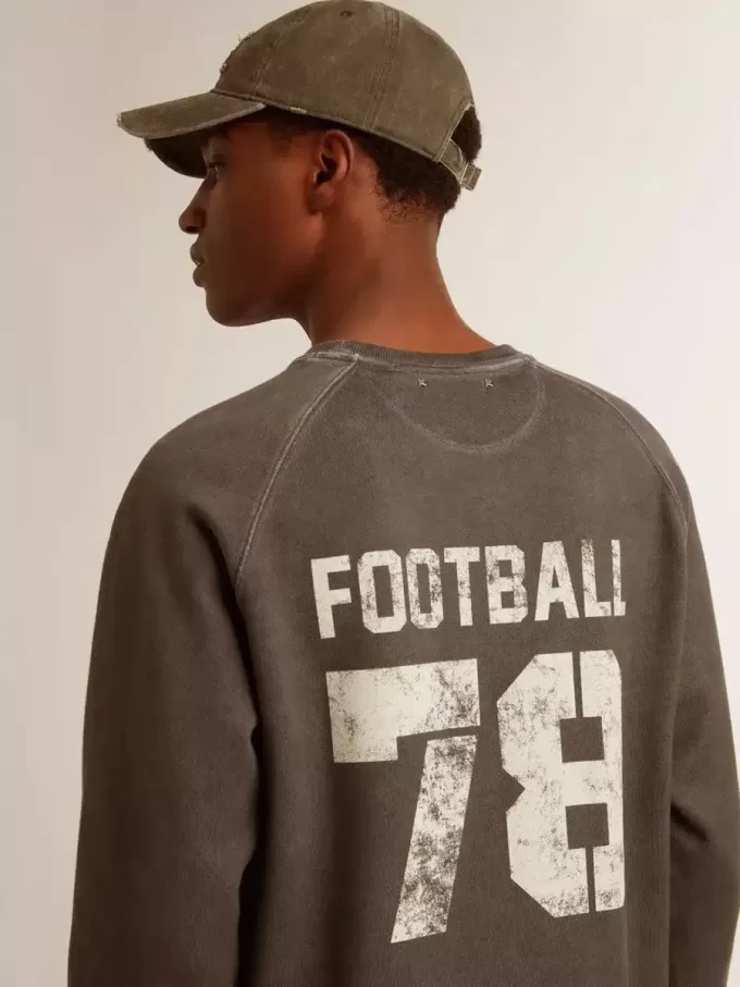 Tricou cu mâneci lungi pentru bărbați, din bumbac antracit, cu logo pe spate Tricou cu mâneci lungi pentru bărbați, din bumbac antracit, cu logo pe spate