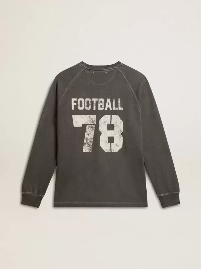 Tricou cu mâneci lungi pentru bărbați, din bumbac antracit, cu logo pe spate Tricou cu mâneci lungi pentru bărbați, din bumbac antracit, cu logo pe spate
