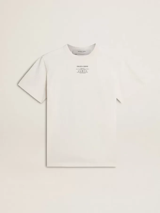 Tricou din bumbac alb uzat pentru femei, cu inscripție neagră Tricou din bumbac alb uzat pentru femei, cu inscripție neagră