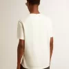 Tricou din bumbac pentru bărbați, de culoare alb învechit, cu imprimeu pe piept