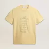 Tricou din bumbac pentru bărbați, de culoare galben pal, cu inscripție decolorată Tricou din bumbac pentru bărbați, de culoare galben pal, cu inscripție decolorată