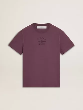 Tricou din bumbac pentru bărbați, în culoarea violet uzat, cu logo imprimat