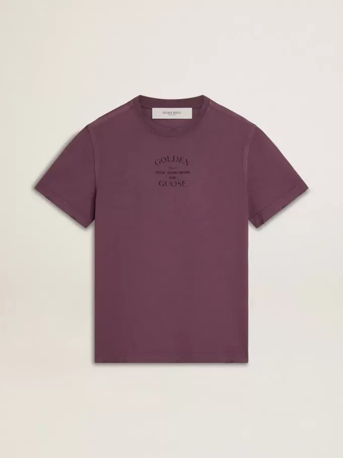 Tricou din bumbac pentru bărbați, în culoarea violet uzat, cu logo imprimat