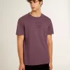 Tricou din bumbac pentru bărbați, în culoarea violet uzat, cu logo imprimat