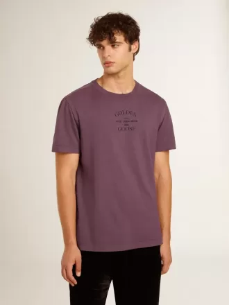 Tricou din bumbac pentru bărbați, în culoarea violet uzat, cu logo imprimat