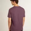 Tricou din bumbac pentru bărbați, în culoarea violet uzat, cu logo imprimat