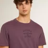 Tricou din bumbac pentru bărbați, în culoarea violet uzat, cu logo imprimat