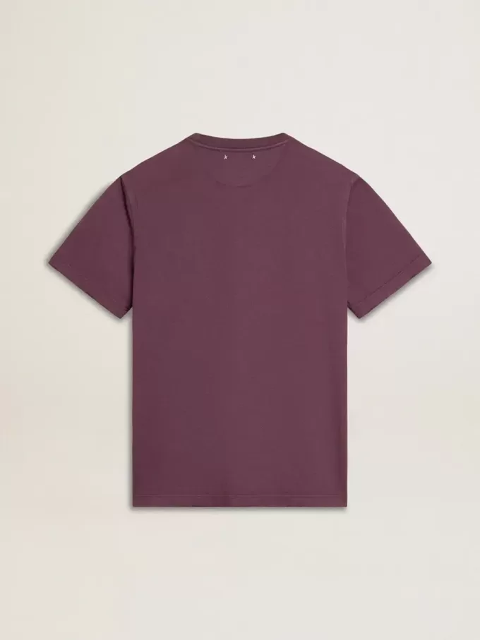 Tricou din bumbac pentru bărbați, în culoarea violet uzat, cu logo imprimat